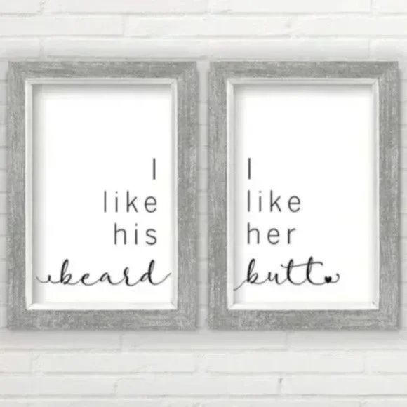 2 Unframed Butt Beard Wall Sign 16x20 Wall Art - Picture 1 of 7